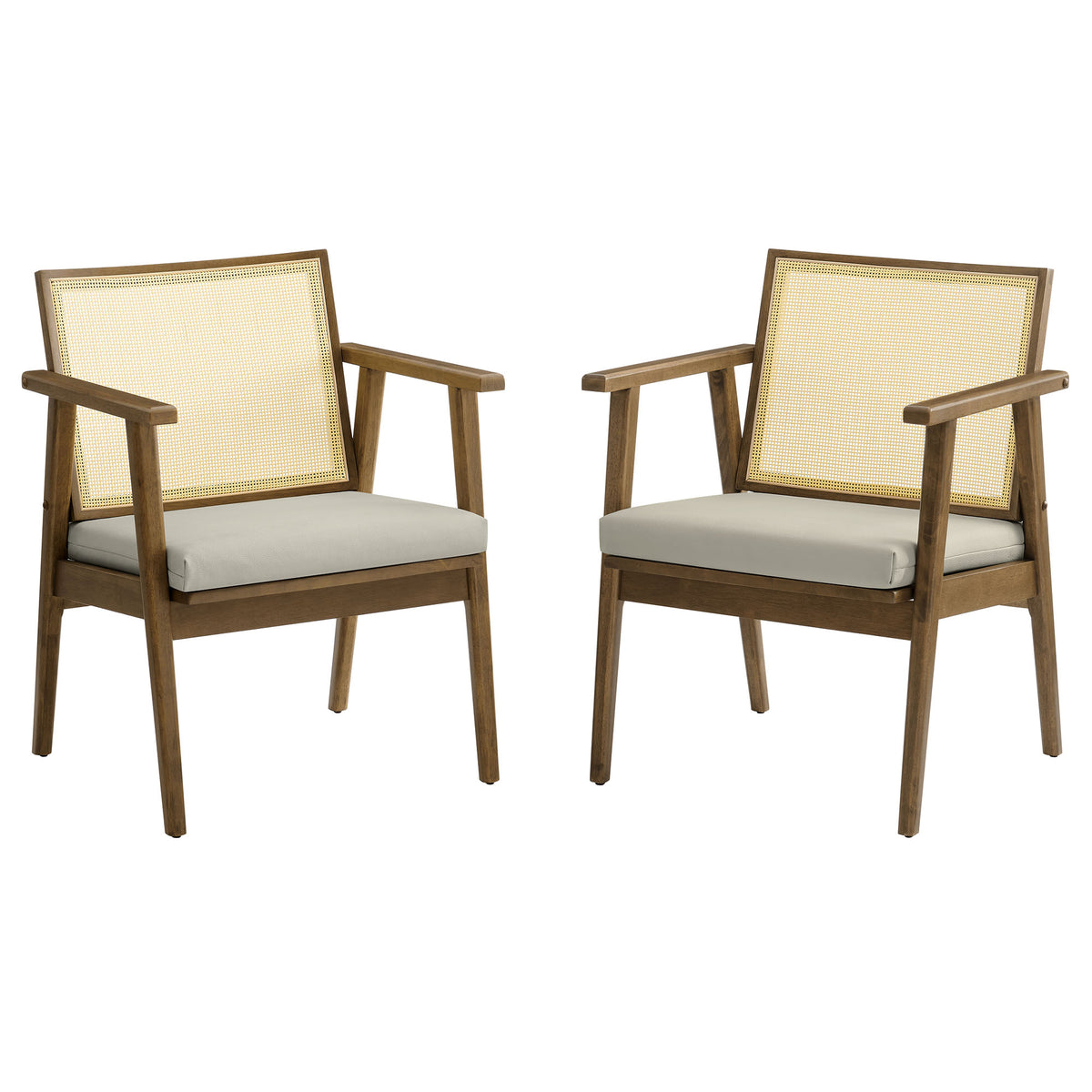 Thera Vegan Leather and Cane Accent Armchairs Set of 2 by Modway