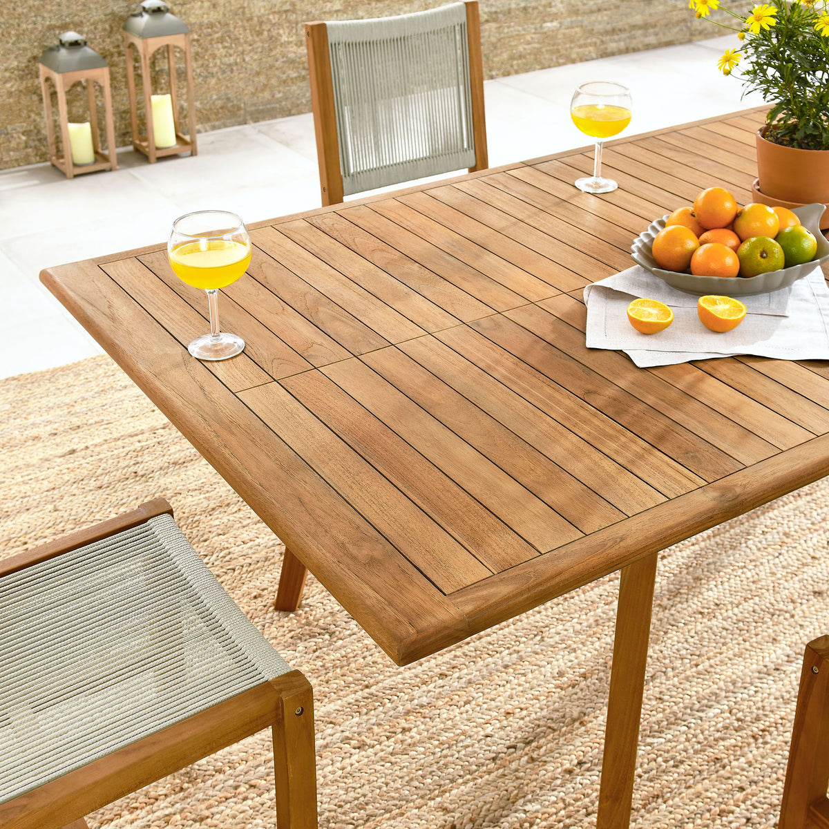 Vienna 7-Piece Outdoor Patio Teak and Rope Dining Set with Armless Chairs by Modway