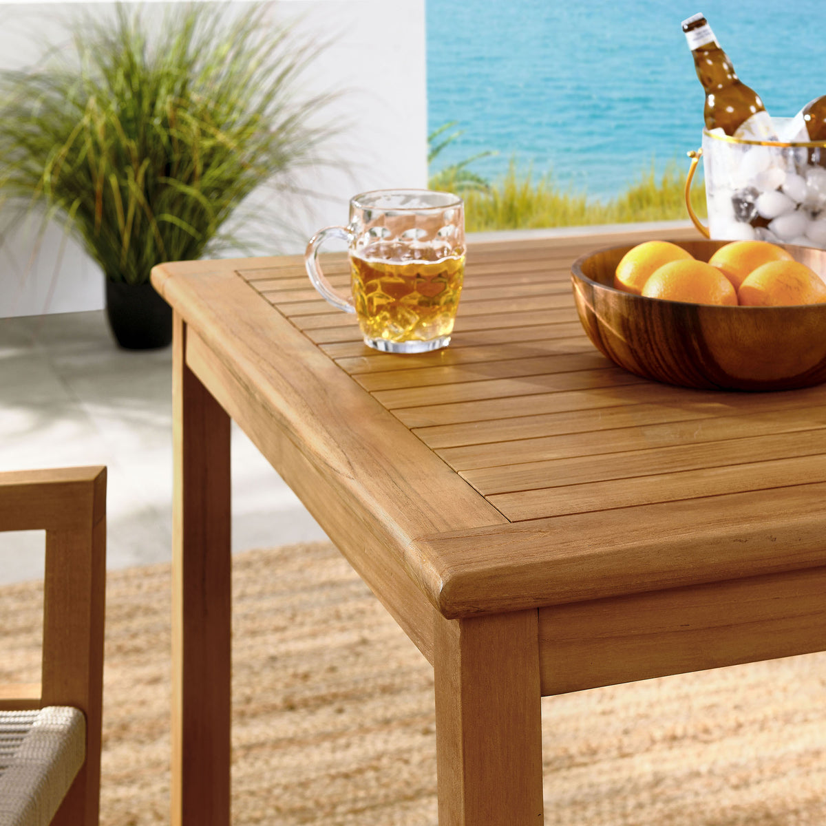 Vienna 3-Piece Outdoor Patio Teak and Rope Dining Set with Armchairs by Modway
