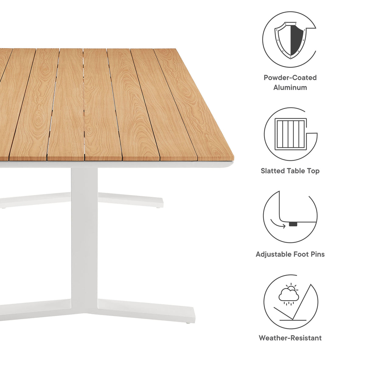 Gavelston 91" Outdoor Patio Aluminum Dining Table by Modway