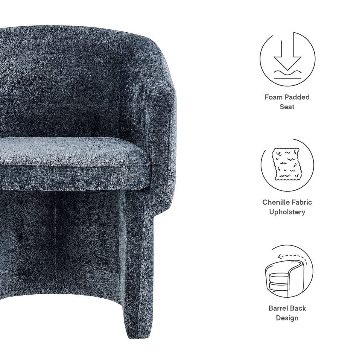 Verity Barrel Back Chenille Dining Armchair by Modway