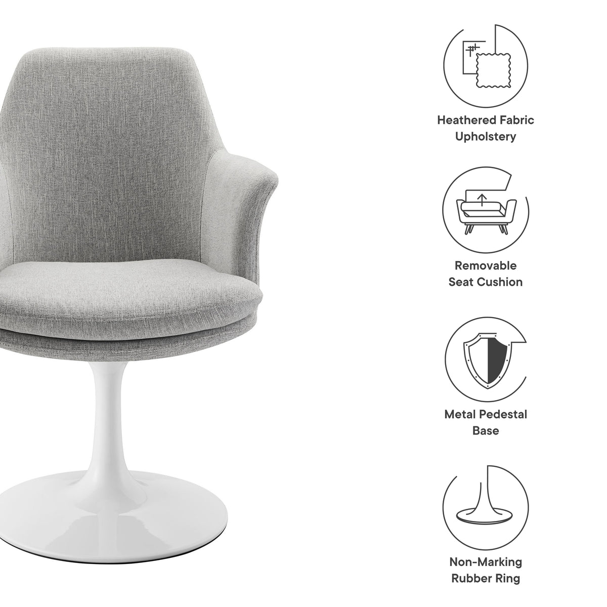 Lippa Swivel Dining Upholstered Armchair by Modway