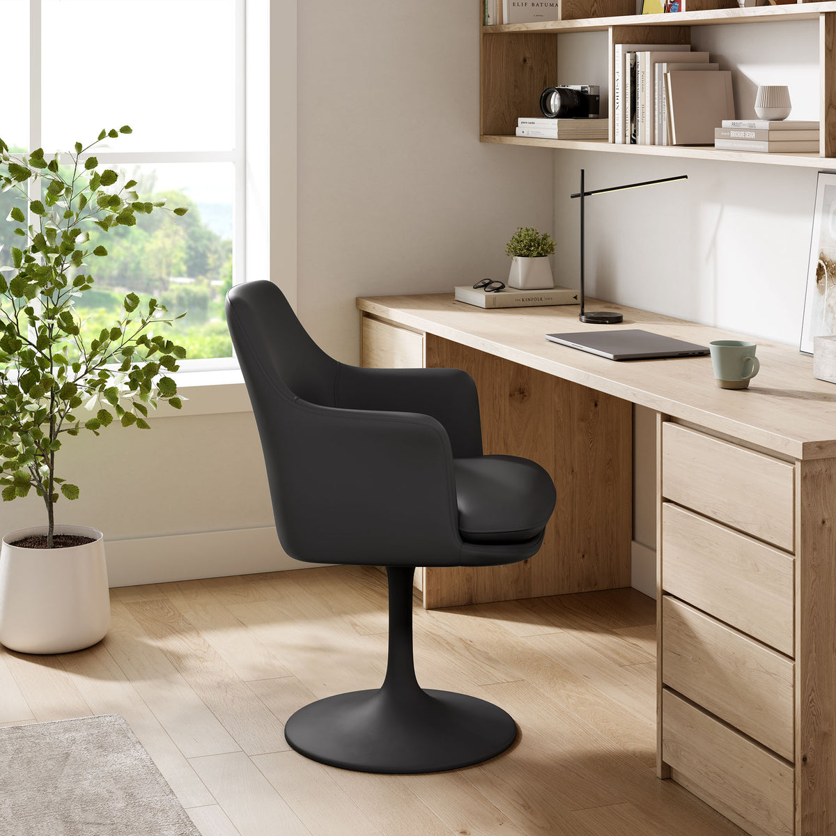 Lippa Swivel Dining Vegan Leather Armchair by Modway