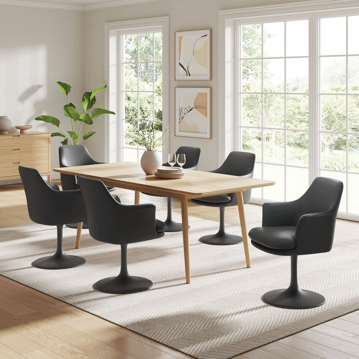 Lippa Swivel Dining Vegan Leather Armchair by Modway