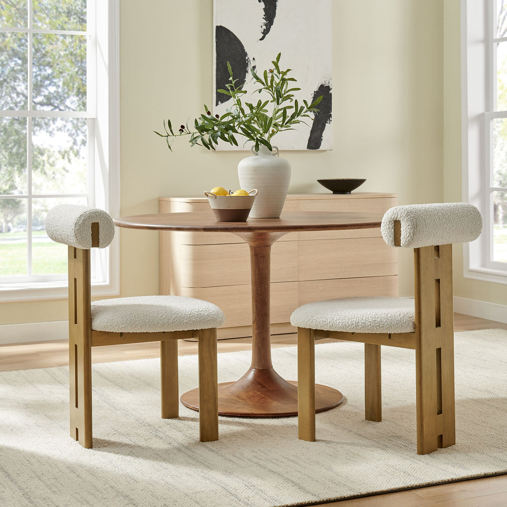 Torian Boucle Fabric Dining Chair Set of 2 by Modway