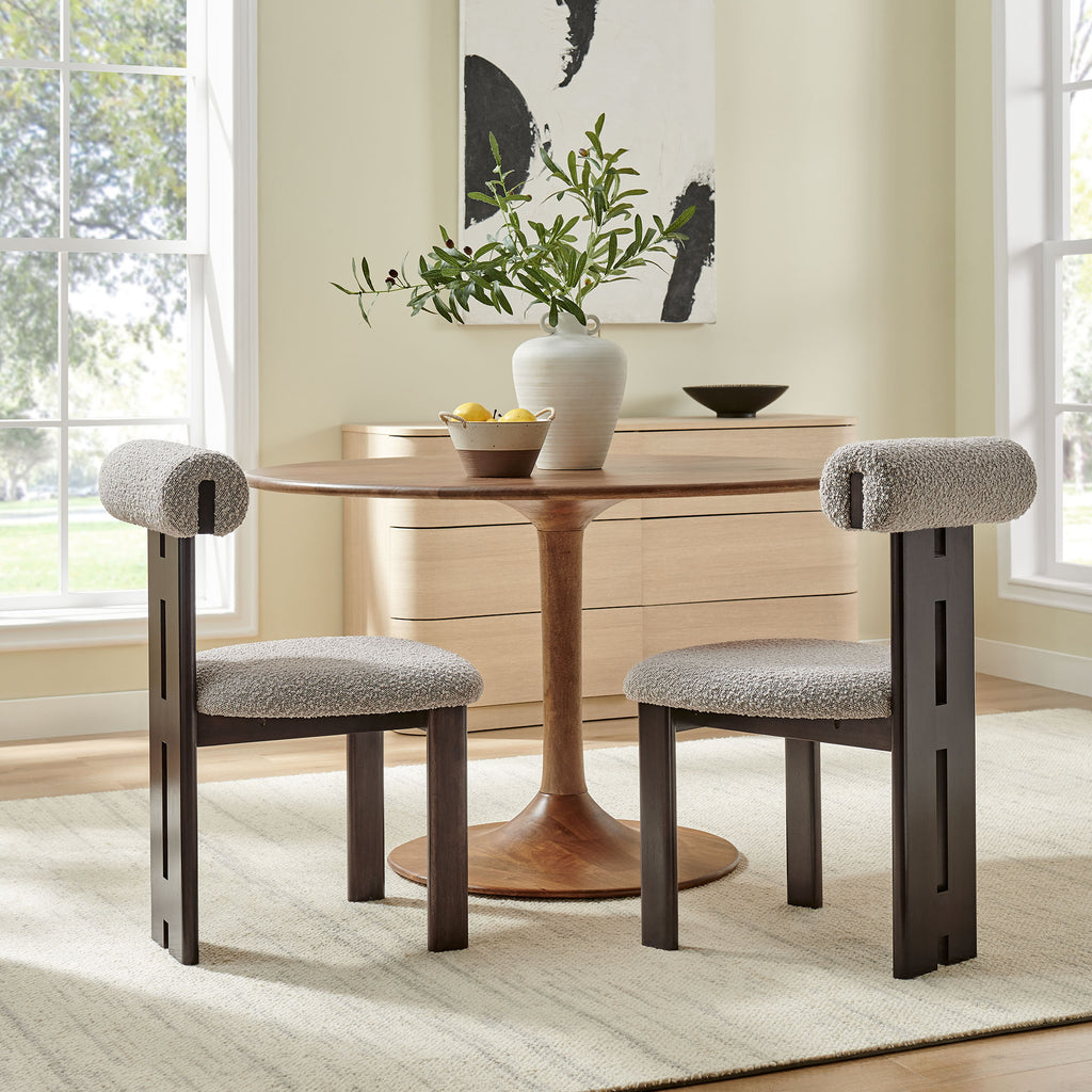 Torian Boucle Fabric Dining Chair Set of 2 by Modway