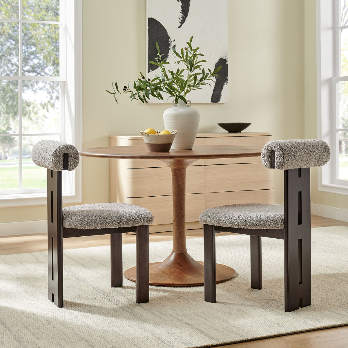 Torian Boucle Fabric Dining Chair Set of 2 by Modway