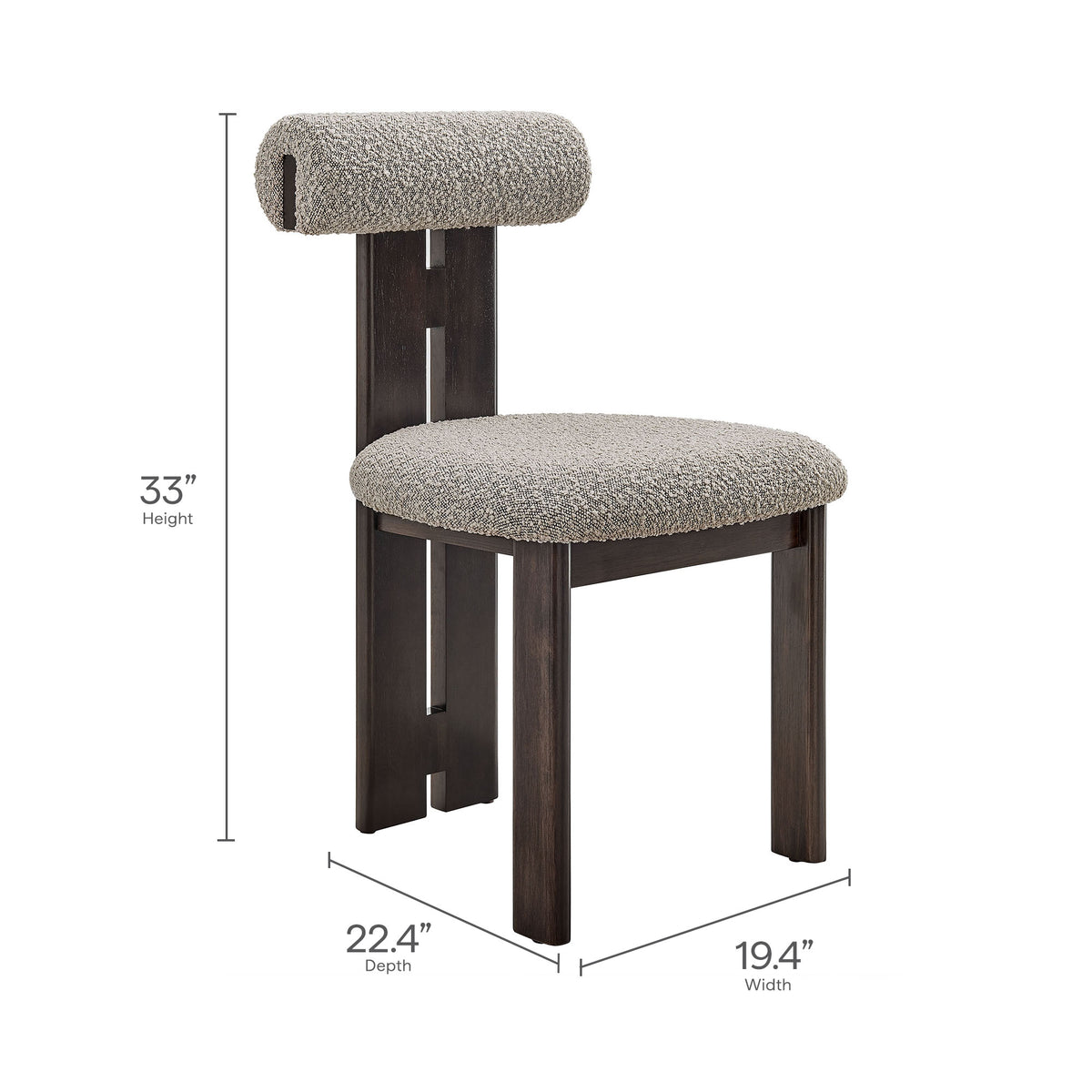 Torian Boucle Fabric Dining Chair Set of 2 by Modway