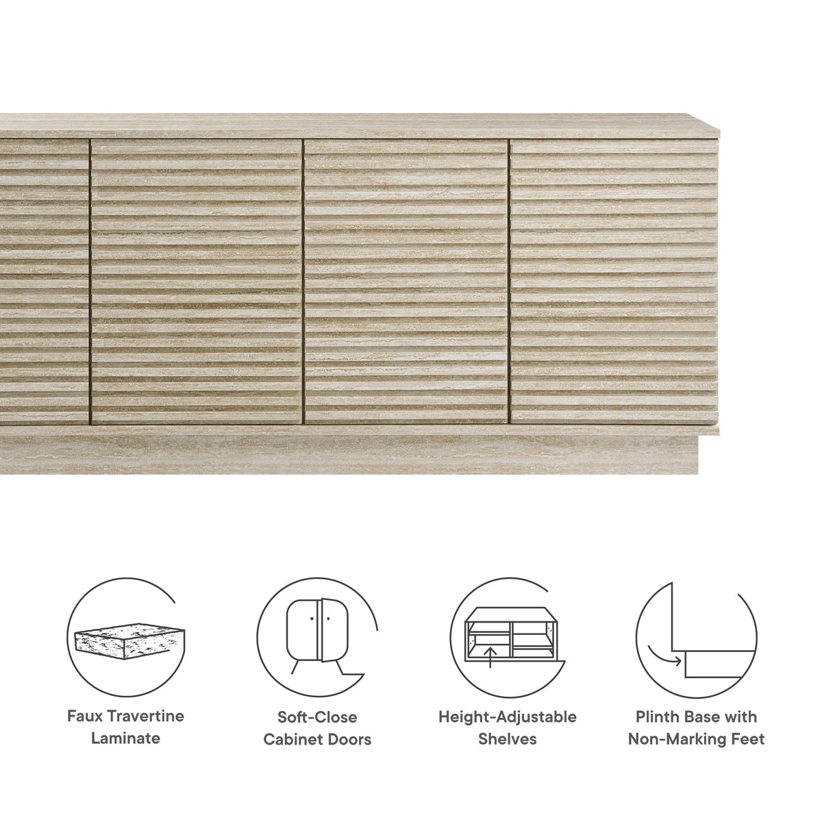 Render 70" Faux Travertine Sideboard Cabinet TV Stand by Modway