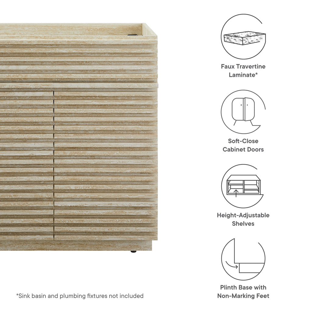 Render Faux Travertine Bathroom Vanity Cabinet (Sink Not Included) by Modway