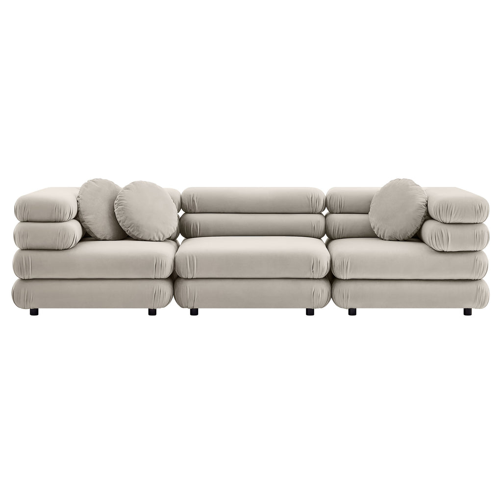 Jubilee 3-Piece Modular Performance Velvet Sectional Sofa by Modway