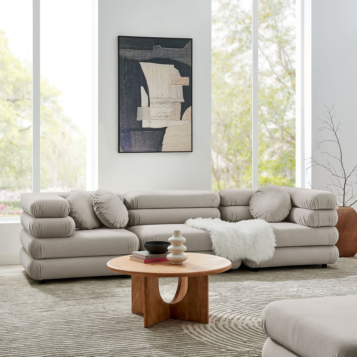 Jubilee 3-Piece Modular Performance Velvet Sectional Sofa by Modway