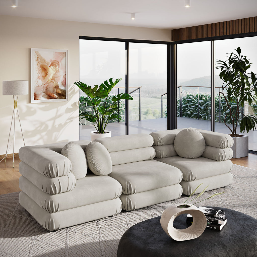 Jubilee 3-Piece Modular Performance Velvet Sectional Sofa by Modway
