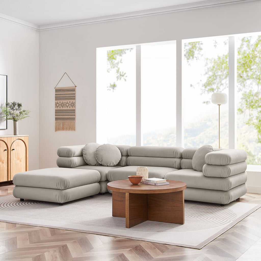Jubilee 4-Piece Modular Performance Velvet Sectional Sofa by Modway