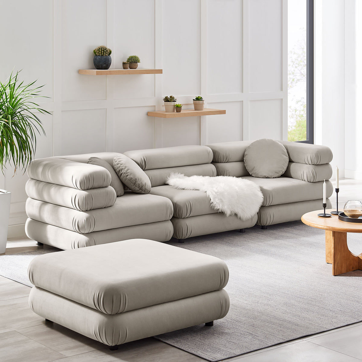 Jubilee 4-Piece Modular Performance Velvet Sectional Sofa by Modway
