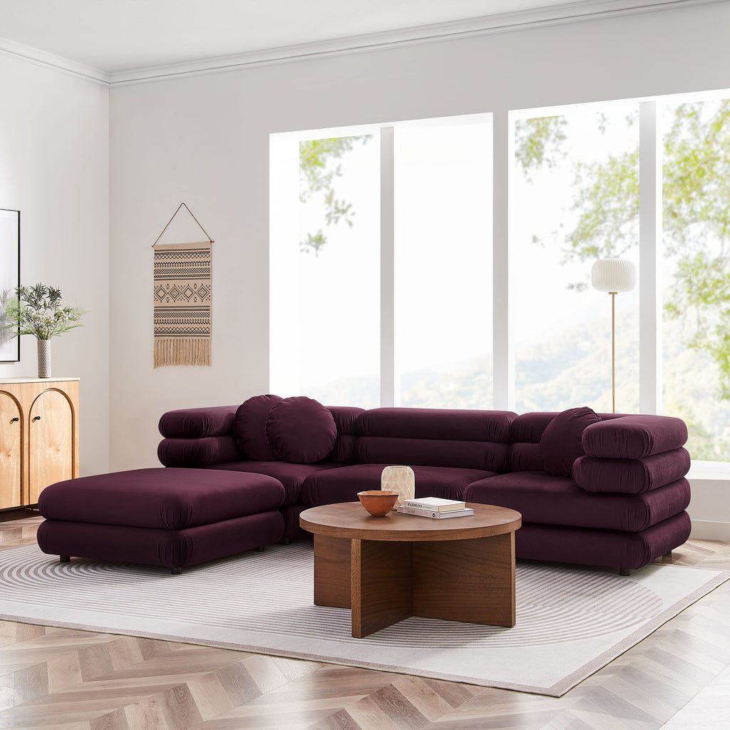 Jubilee 4-Piece Modular Performance Velvet Sectional Sofa by Modway