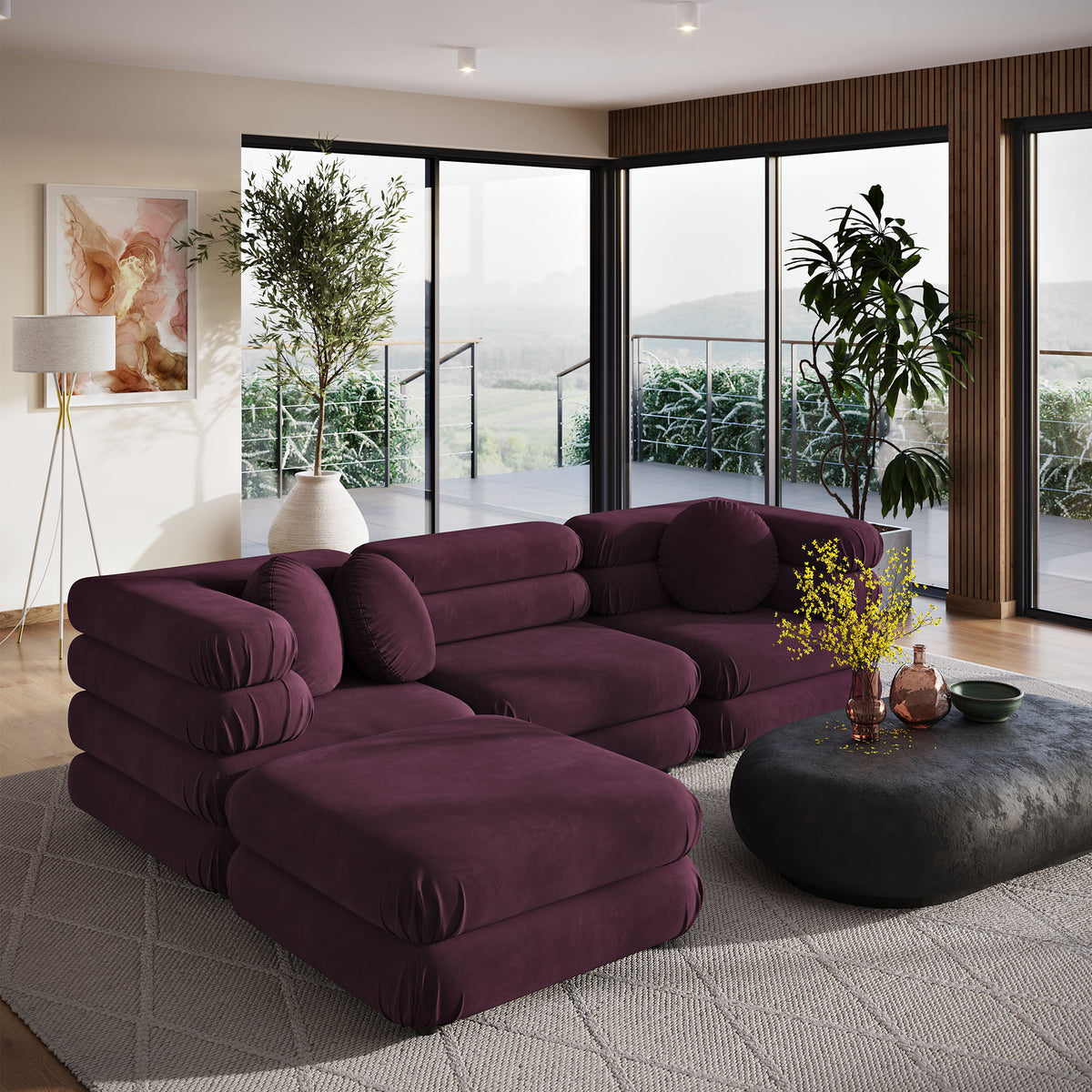 Jubilee 4-Piece Modular Performance Velvet Sectional Sofa by Modway