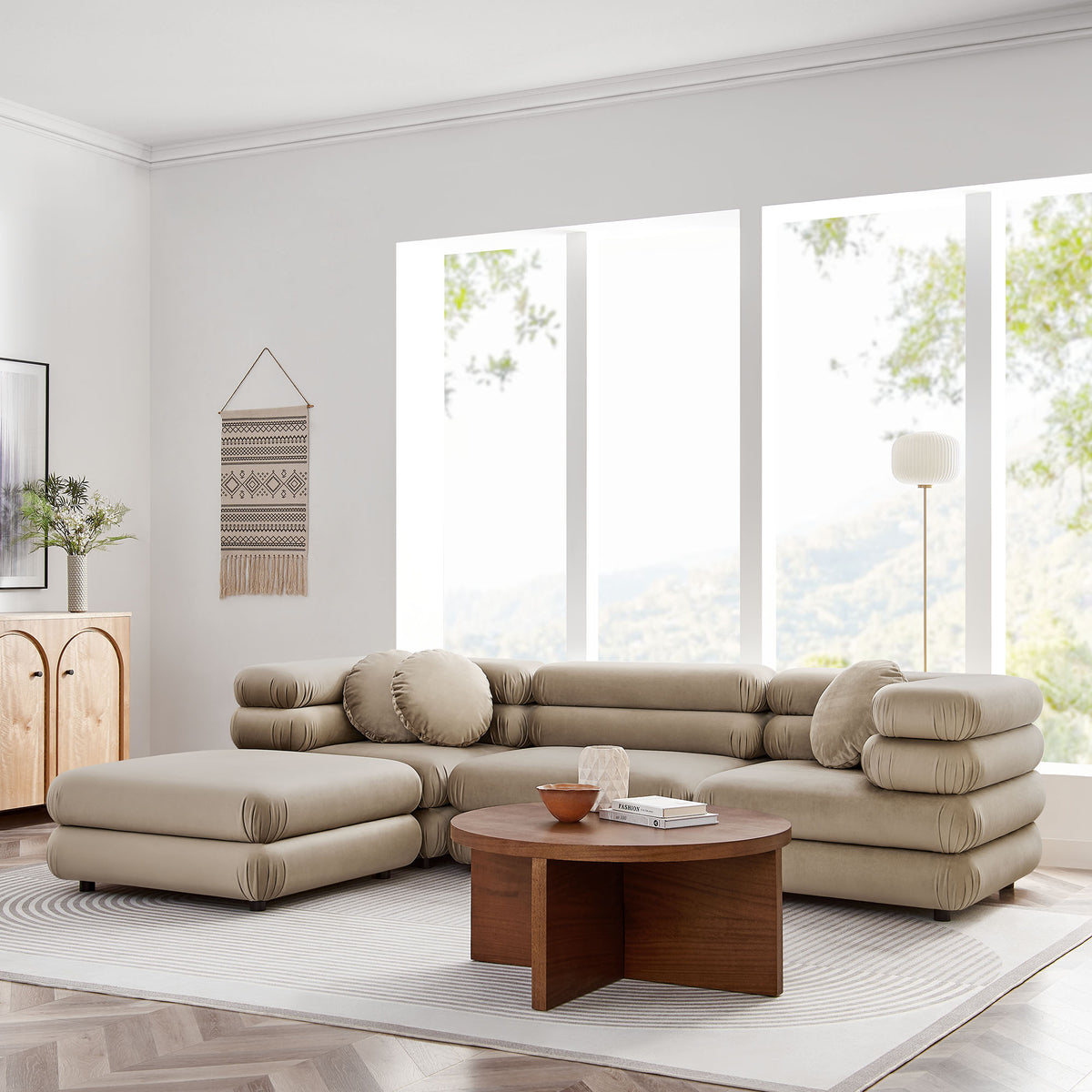 Jubilee 4-Piece Modular Performance Velvet Sectional Sofa by Modway