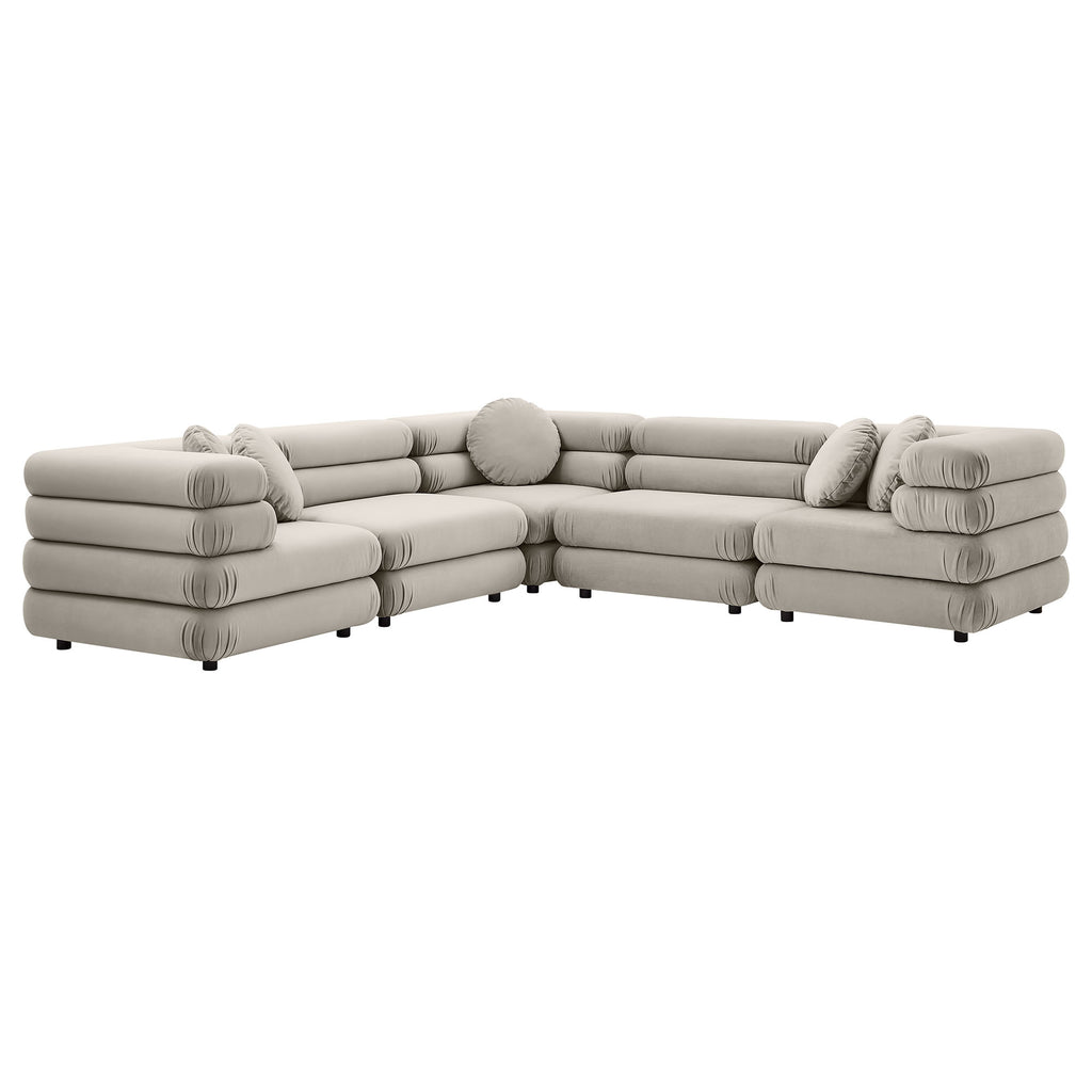 Jubilee 5-Piece Modular Performance Velvet Sectional Sofa by Modway