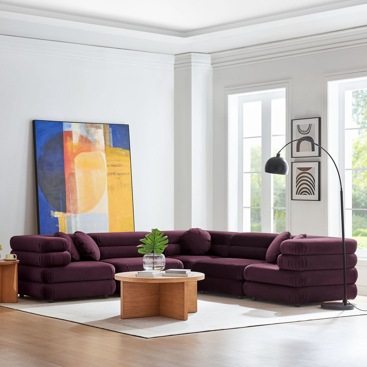 Jubilee 5-Piece Modular Performance Velvet Sectional Sofa by Modway