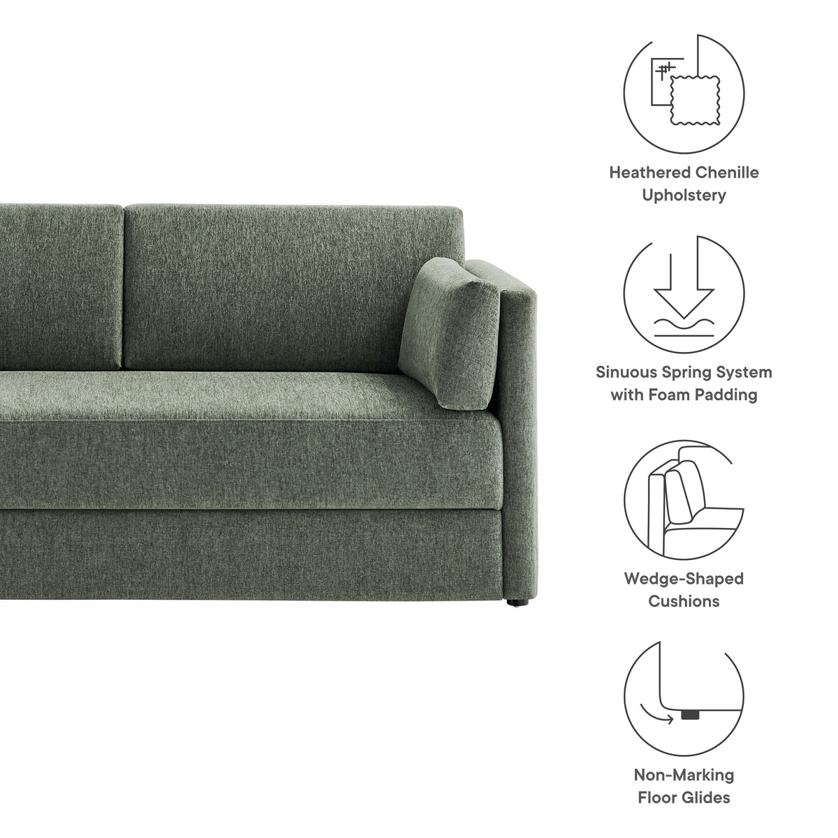Linden Upholstered Heathered Chenille Sofa by Modway