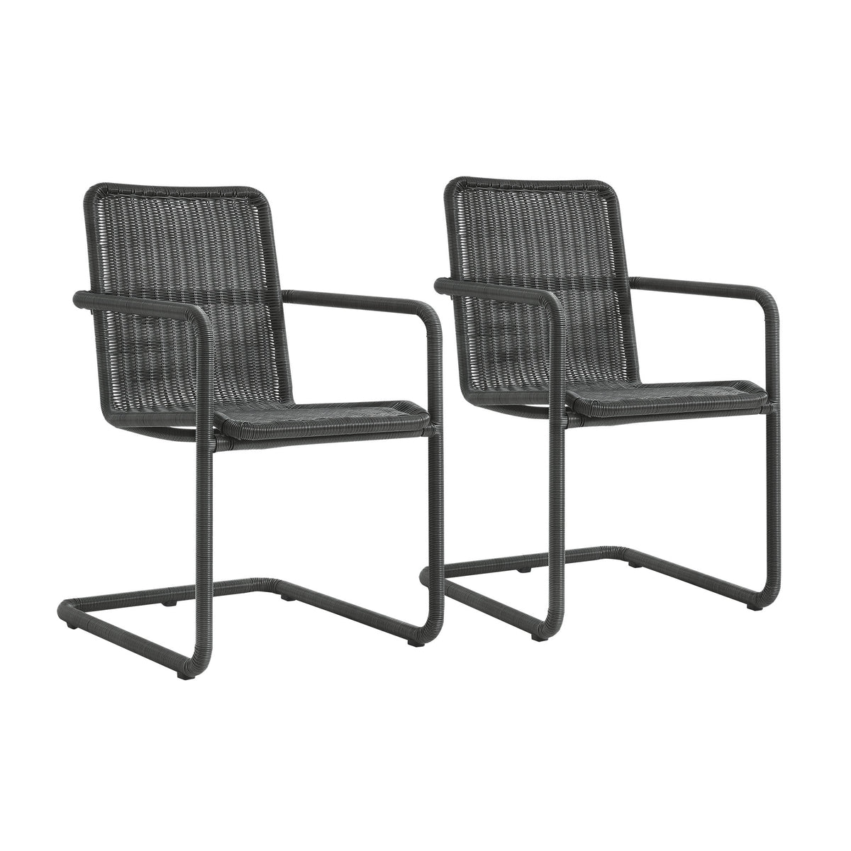 Abacus 7-Piece Rectangular Outdoor Patio Aluminum Dining Table Set with Rattan Armchairs by Modway