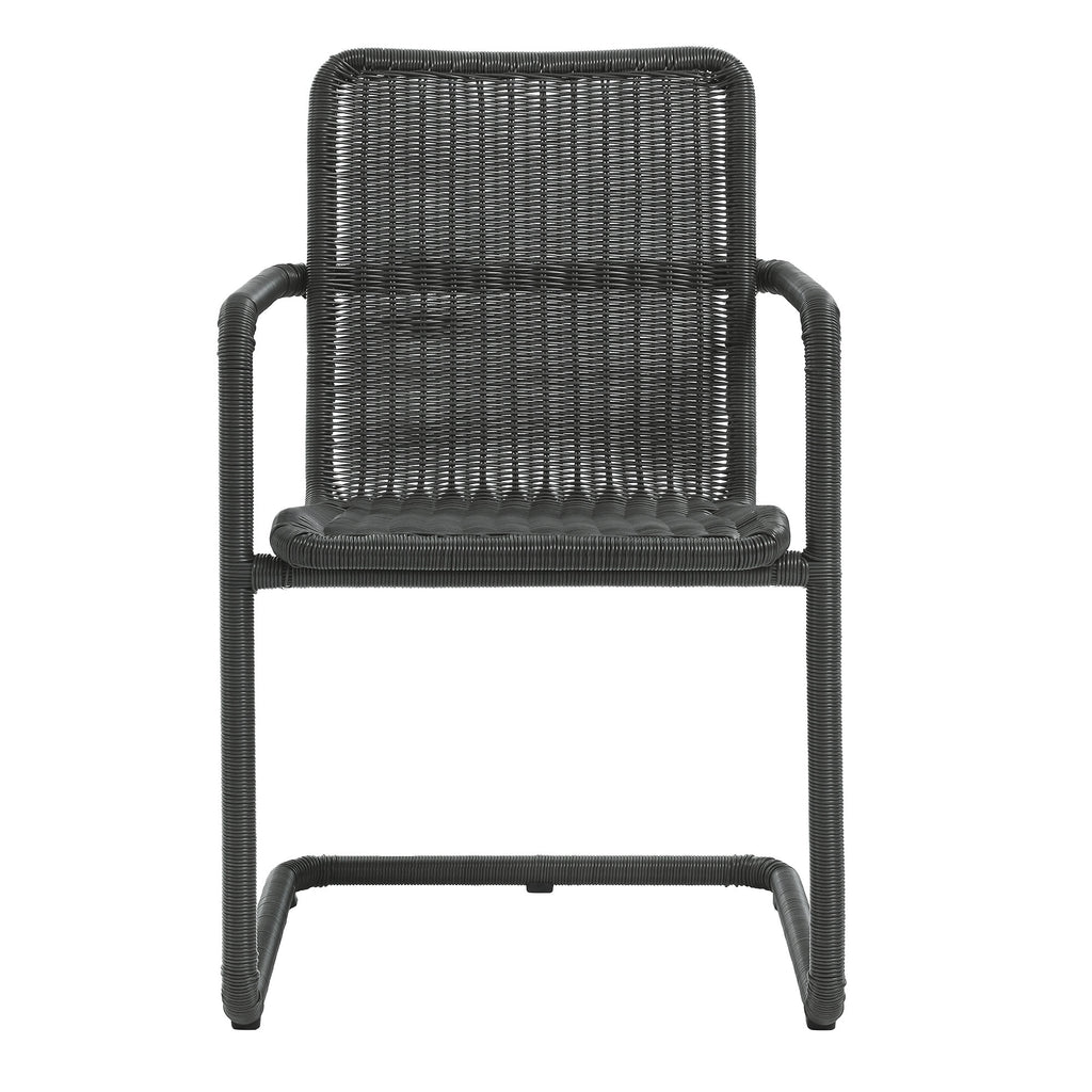 Abacus 7-Piece Rectangular Outdoor Patio Aluminum Dining Table Set with Rattan Armchairs by Modway