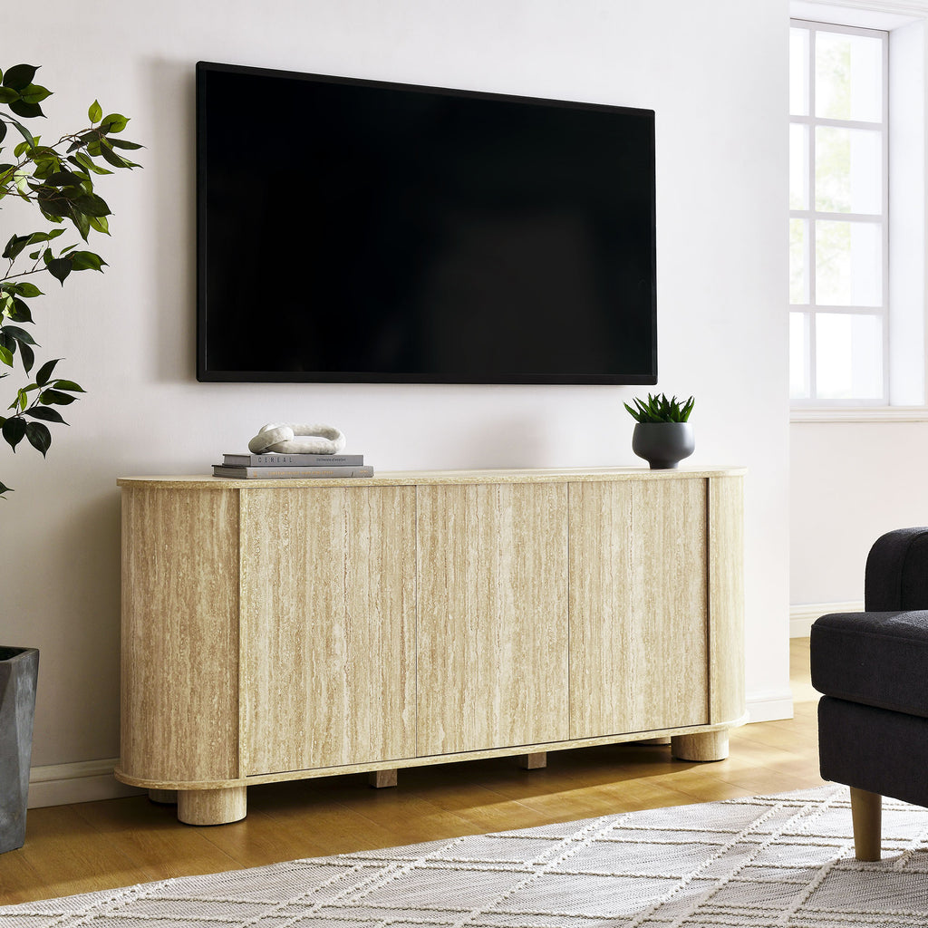 Overture 63" Oval Faux Travertine Sideboard by Modway