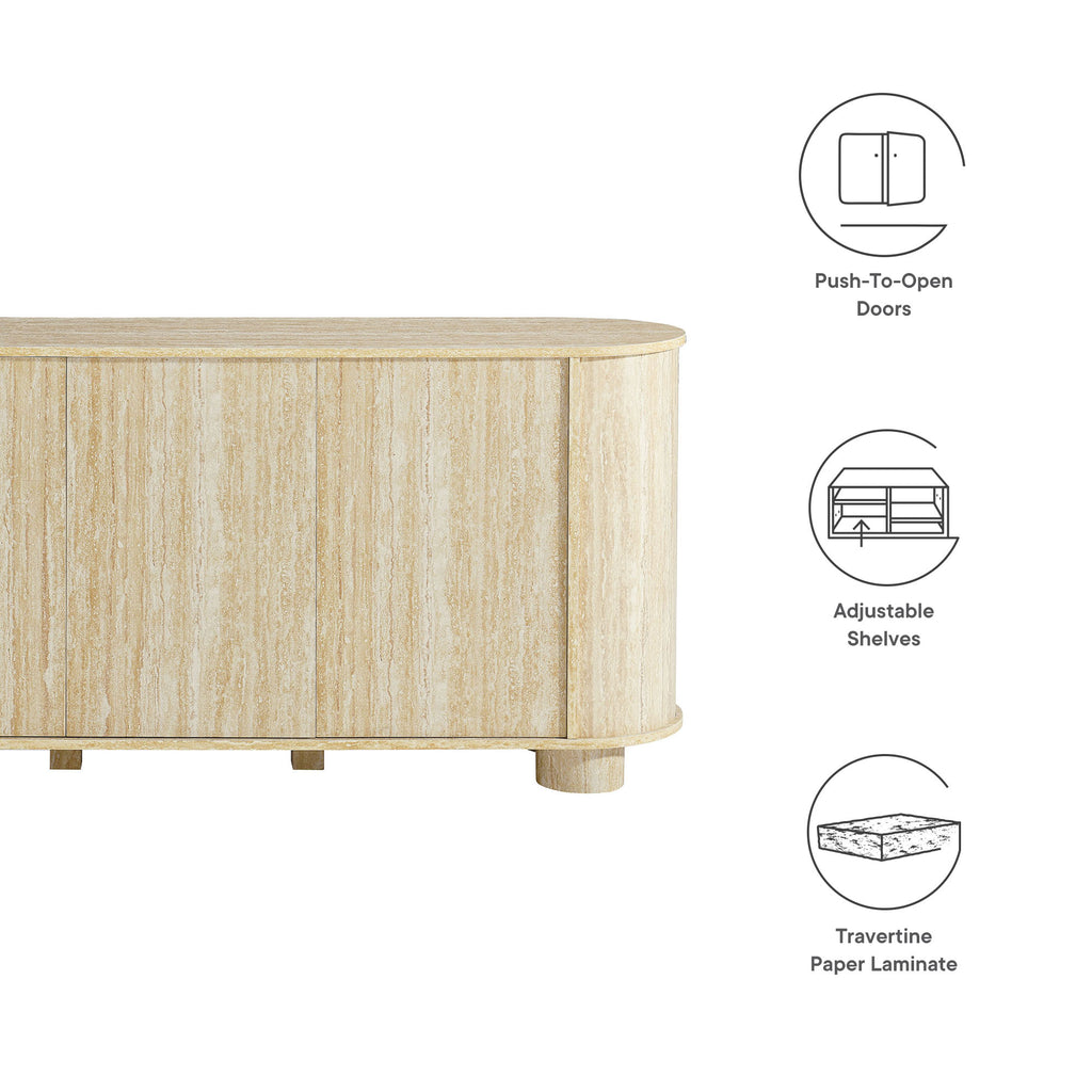 Overture 63" Oval Faux Travertine Sideboard by Modway