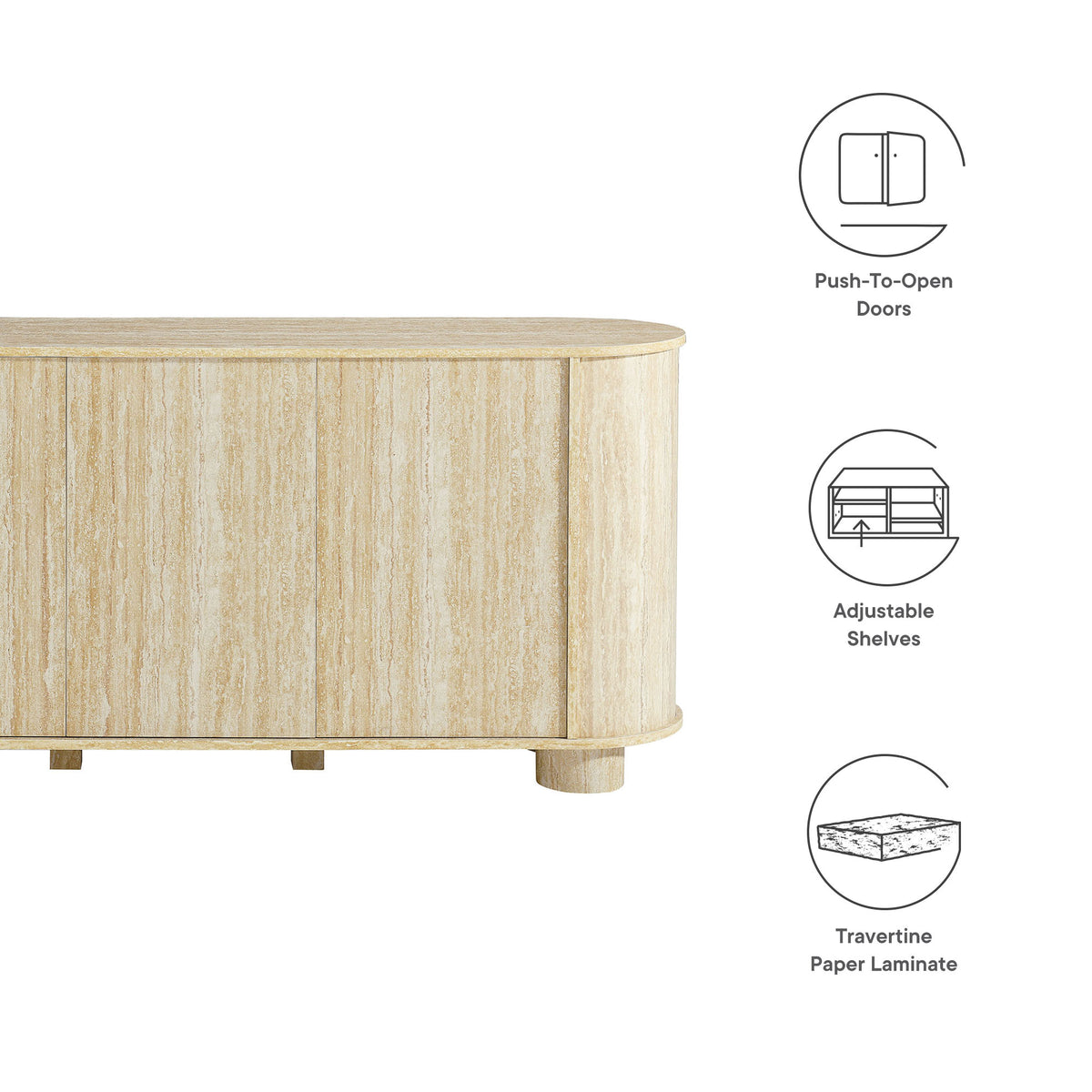 Overture 63" Oval Faux Travertine Sideboard by Modway