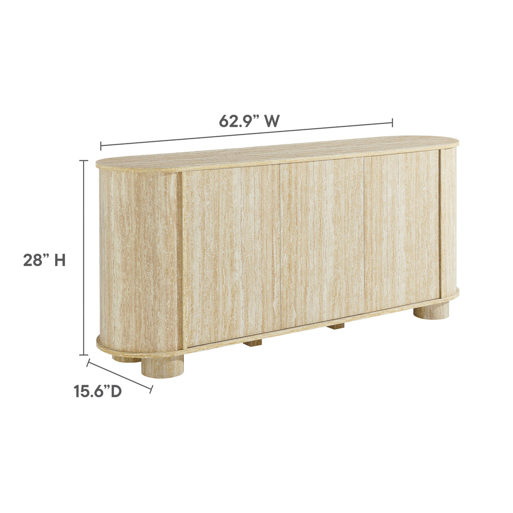 Overture 63" Oval Faux Travertine Sideboard by Modway