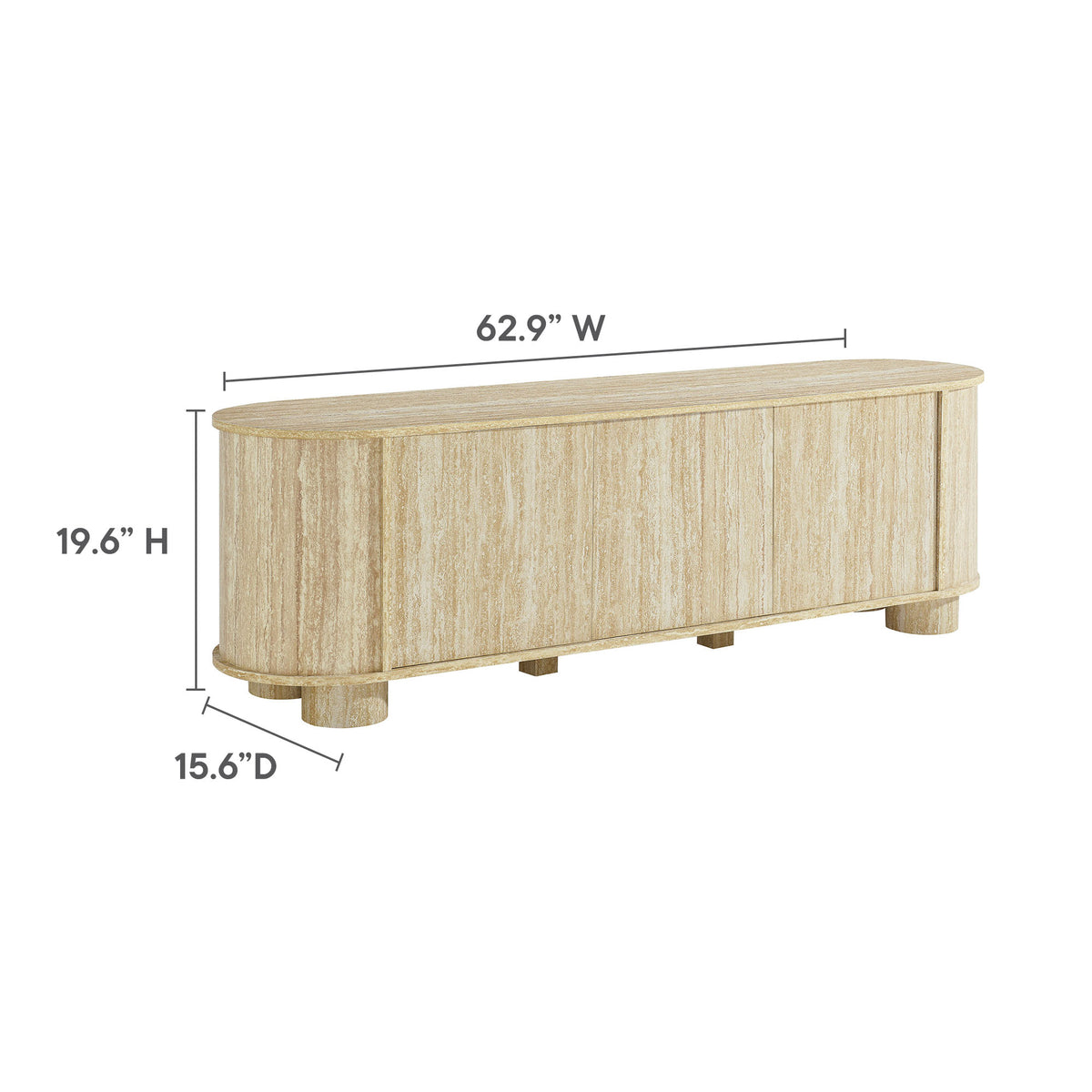 Overture 63" Oval Faux Travertine TV Stand by Modway