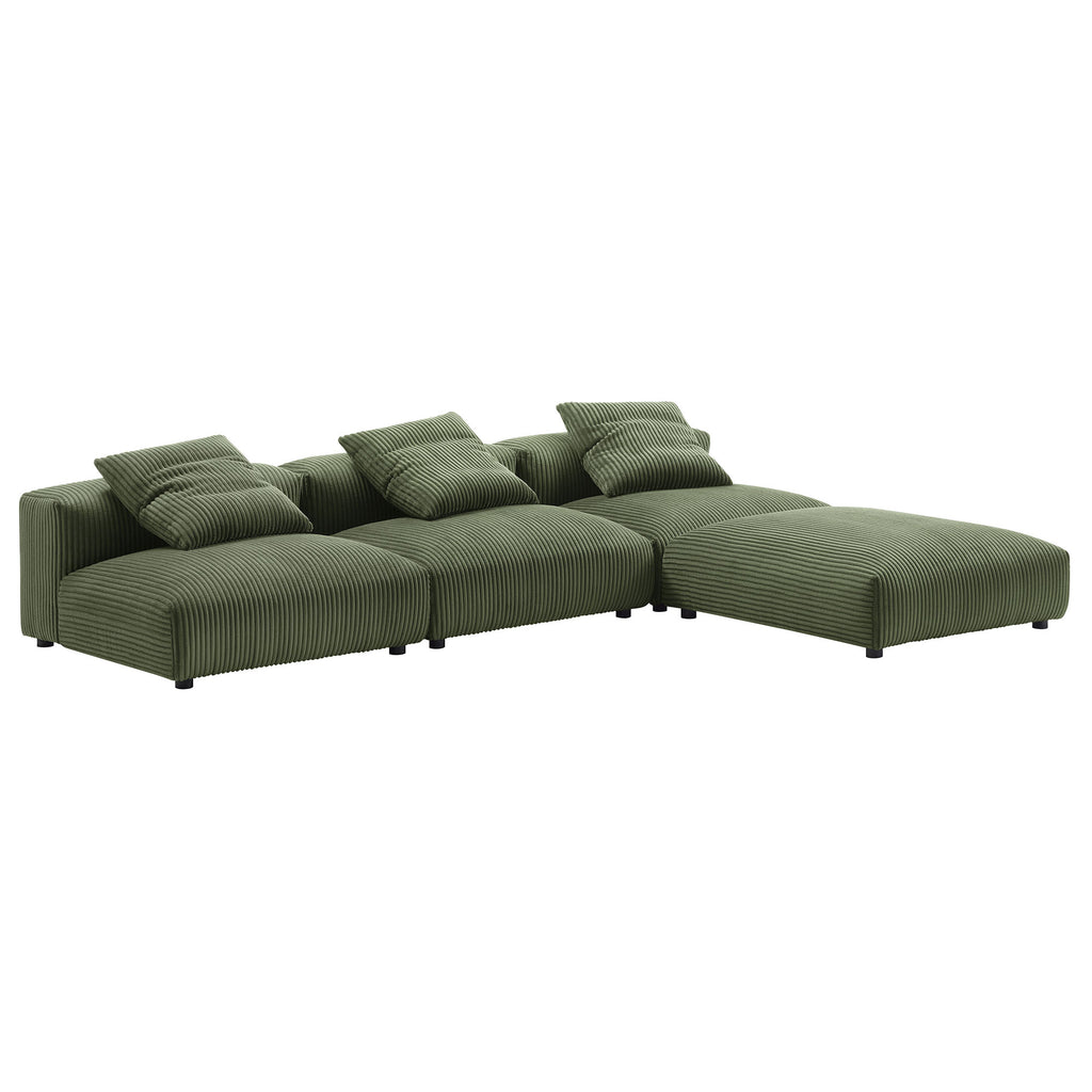 Solace 4-Piece Modular Corduroy Upholstered Sectional Sofa by Modway