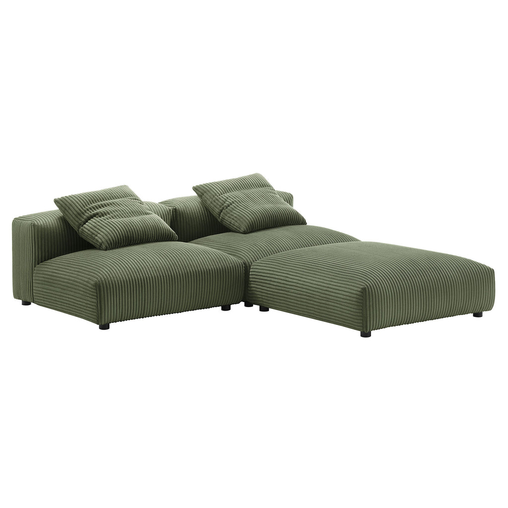 Solace 3-Piece Modular Corduroy Upholstered Sectional Sofa by Modway