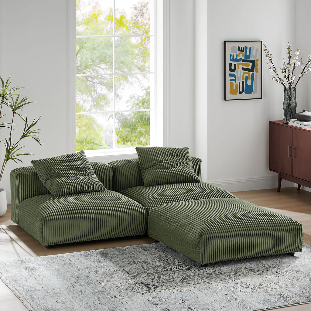 Solace 3-Piece Modular Corduroy Upholstered Sectional Sofa by Modway