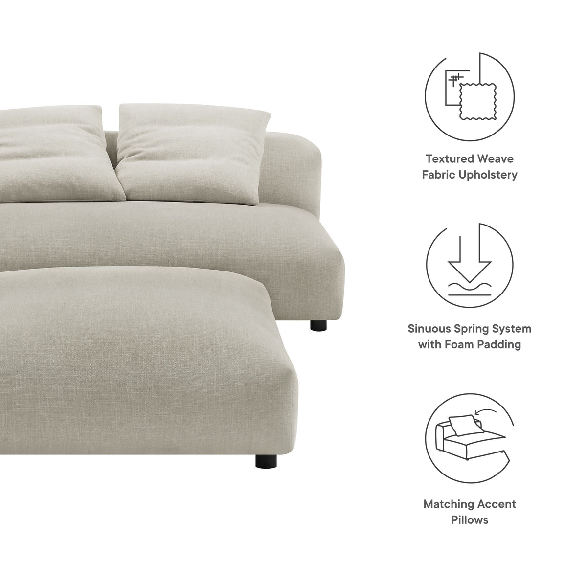Solace Modular Upholstered Fabric Armless Loveseat and Ottoman Set by Modway