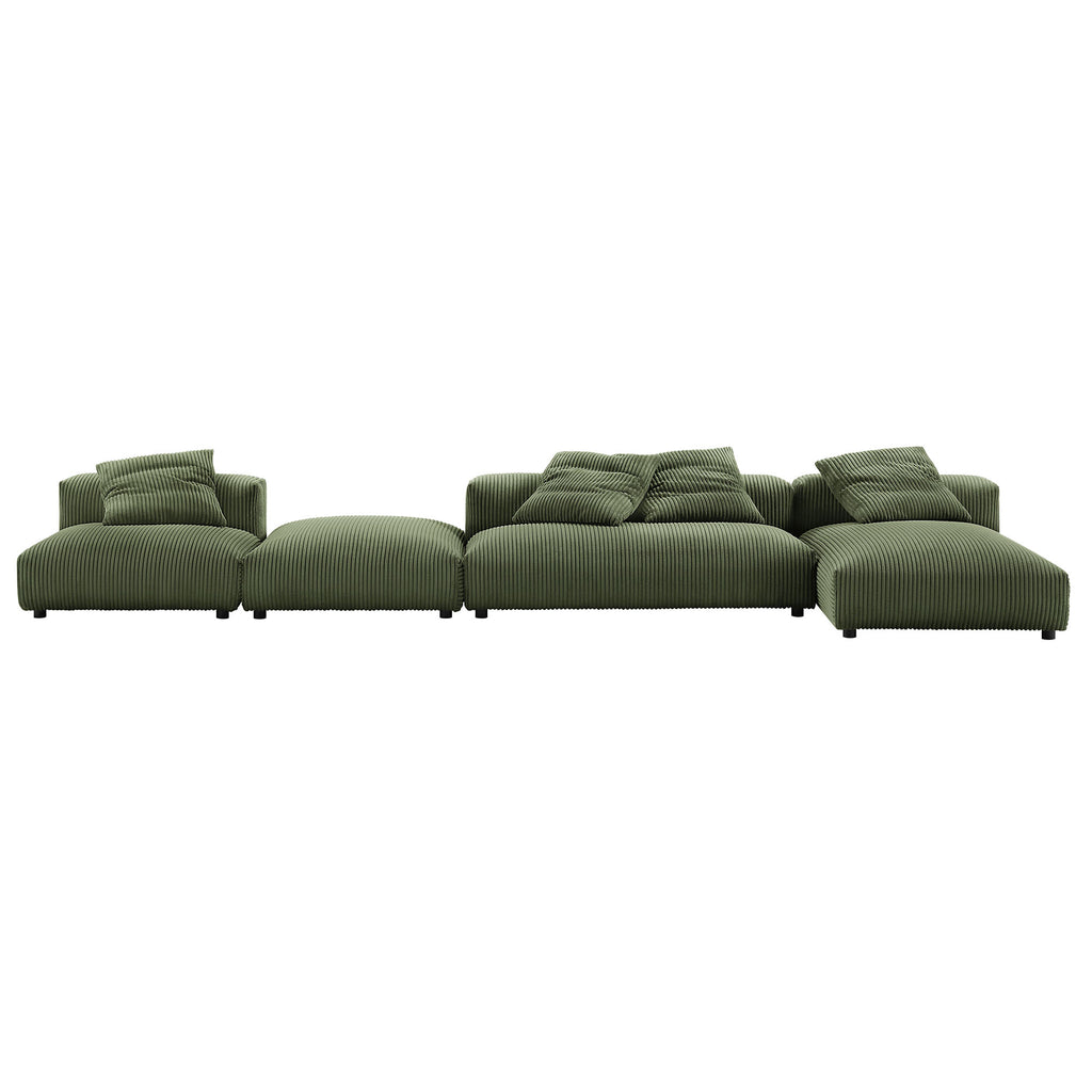 Solace 4-Piece Modular Corduroy Upholstered Sectional Sofa With Ottoman by Modway