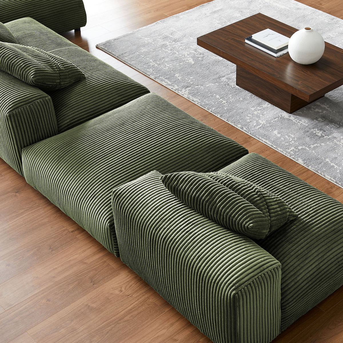 Solace 4-Piece Modular Corduroy Upholstered Sectional Sofa With Ottoman by Modway