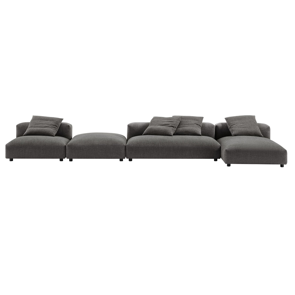 Solace 4-Piece Modular Upholstered Fabric Sectional Sofa With Ottoman by Modway