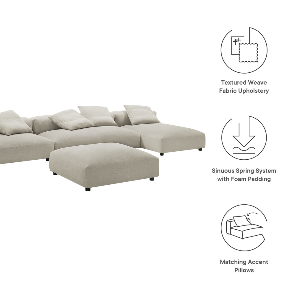 Solace 4-Piece Modular Upholstered Fabric Sectional Sofa With Ottoman by Modway