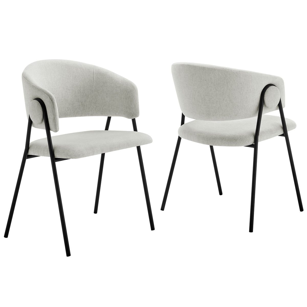 Nella Upholstered Heathered Chenille Dining Chairs Set of 2 by Modway
