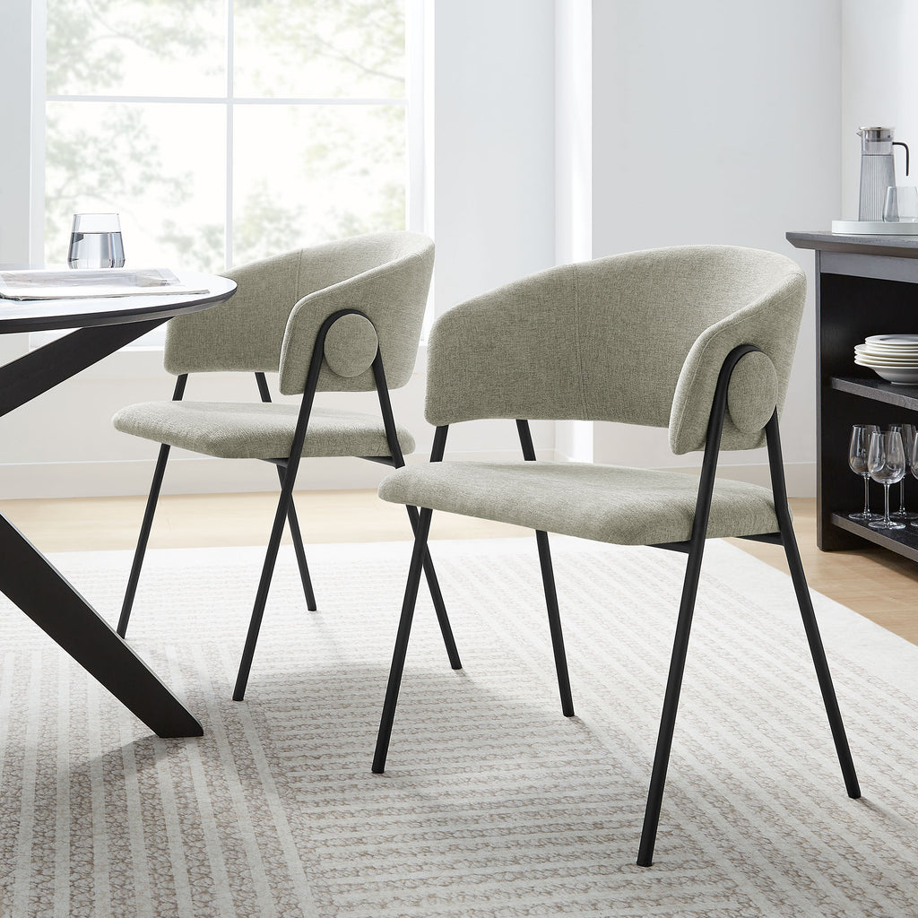 Nella Upholstered Heathered Chenille Dining Chairs Set of 2 by Modway
