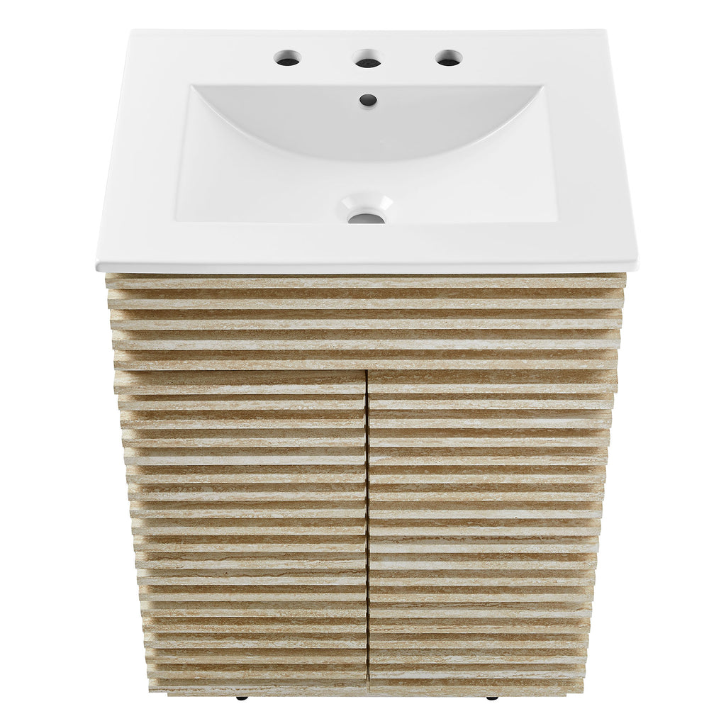 Render Faux Travertine Bathroom Vanity With Sink by Modway