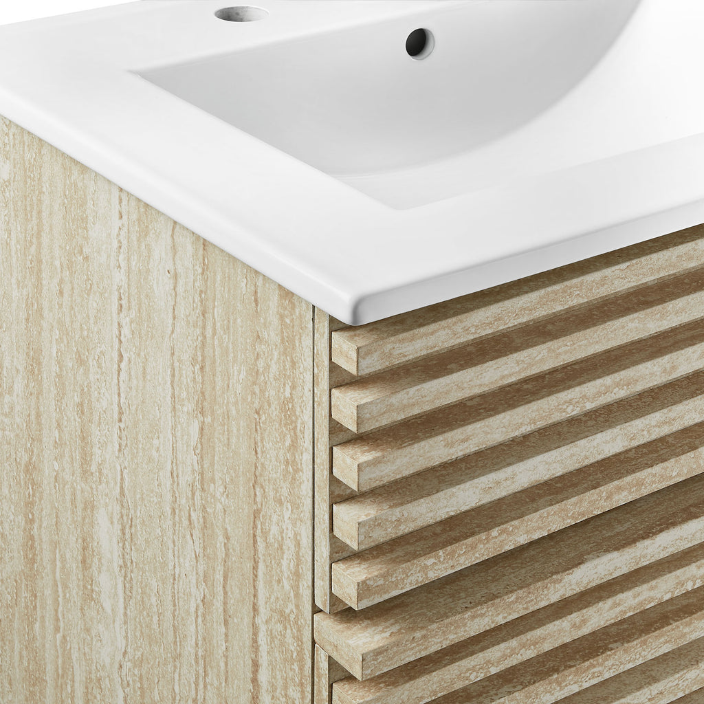 Render Faux Travertine Bathroom Vanity With Sink by Modway