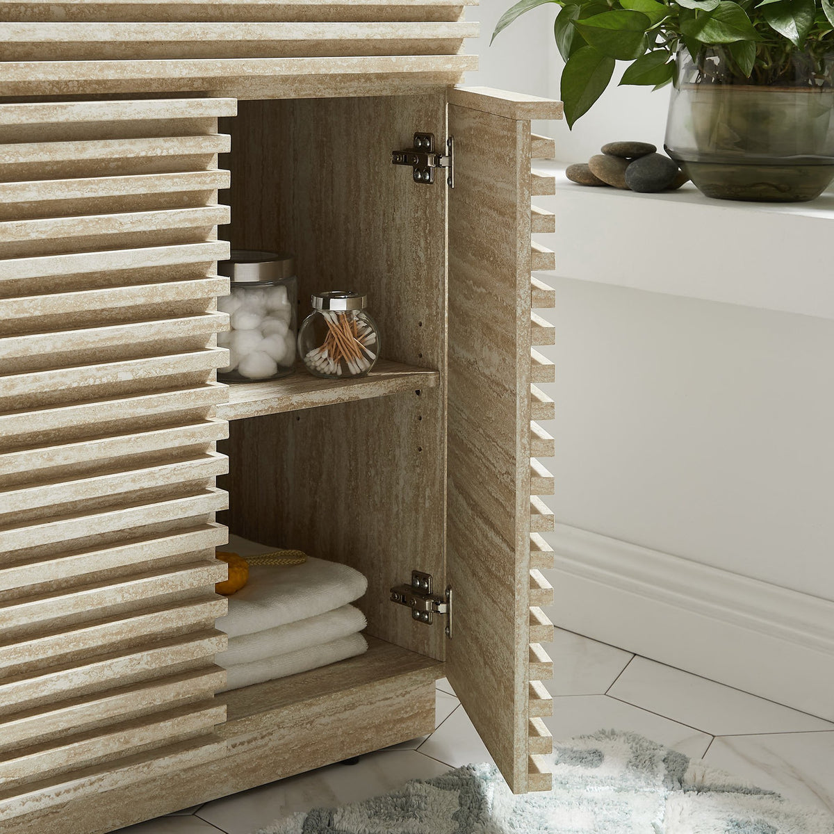 Render Faux Travertine Bathroom Vanity With Sink by Modway