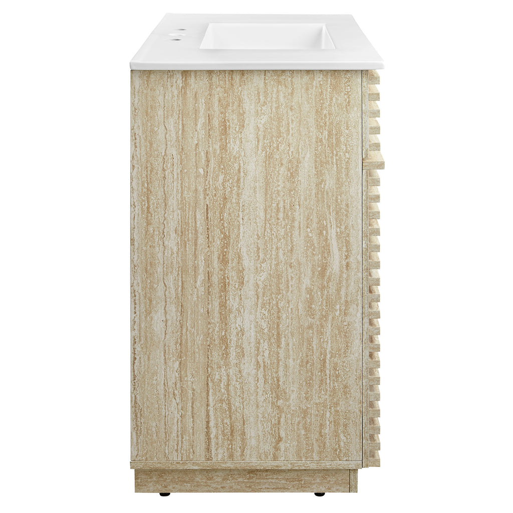 Render Faux Travertine Bathroom Vanity With Sink by Modway