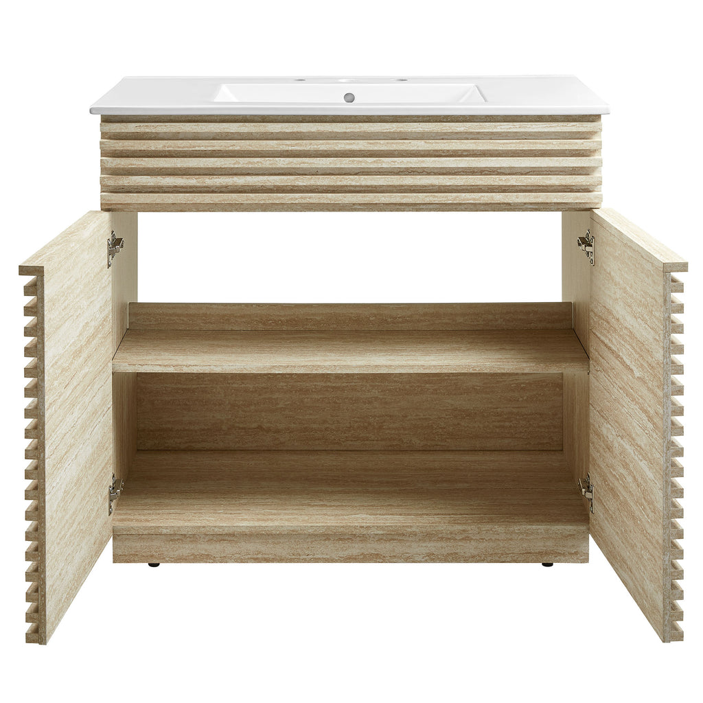 Render Faux Travertine Bathroom Vanity With Sink by Modway