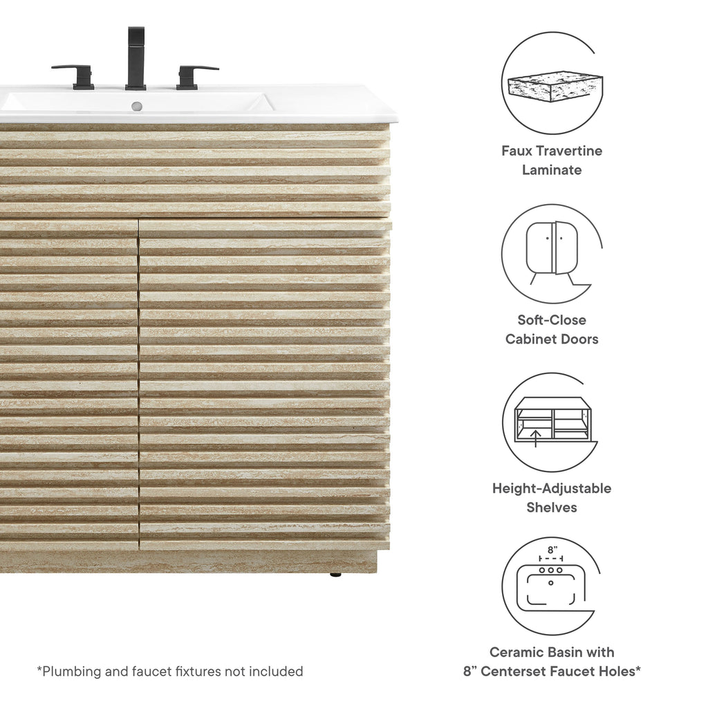 Render Faux Travertine Bathroom Vanity With Sink by Modway