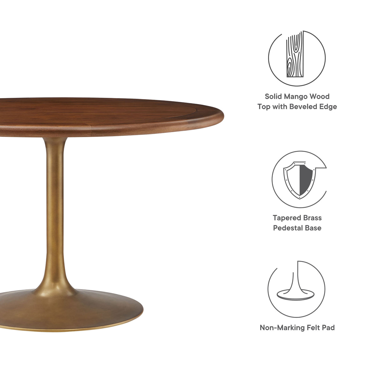 Lippa Round Pedestal Solid Wood Dining Table by Modway