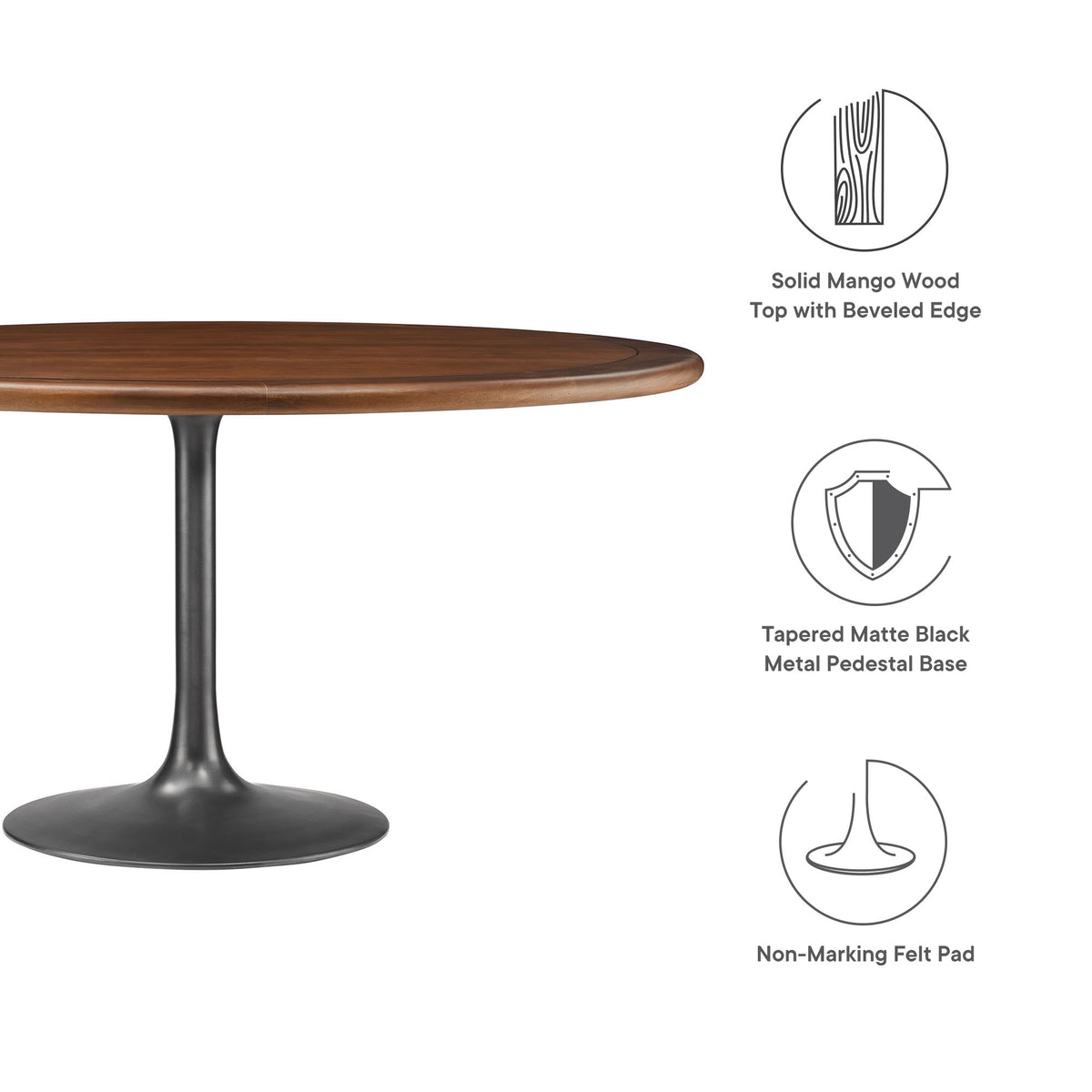 Lippa Round Pedestal Solid Wood Dining Table by Modway